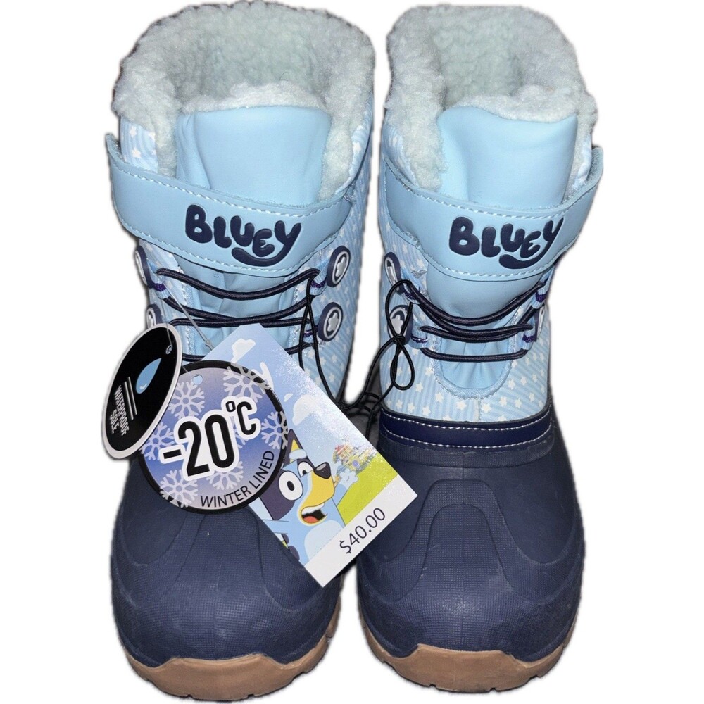 BLUEY Toddler Winter Snow Boots Winter Lined Waterproof Sole Size 12 Kids NWT